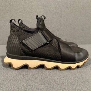 Sorel Kinetic Sneak Womens 8.5 Black Sea Salt NL3374-010 Strap Sneakers